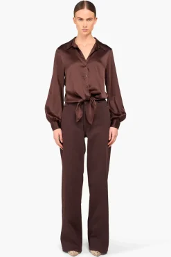 JANICE Blouses^Zijden Blouse Dames Bobby Bruin