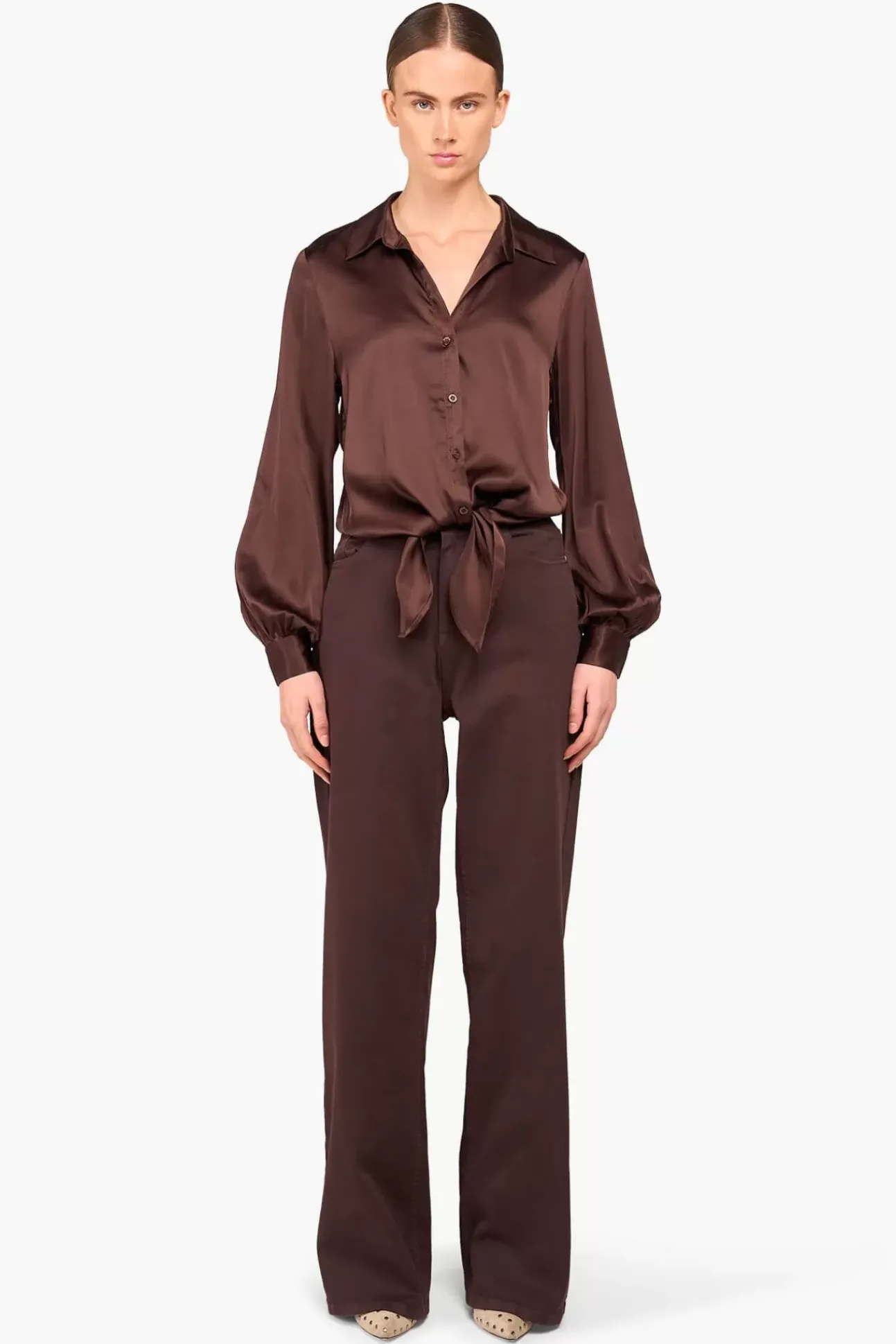 JANICE Blouses^Zijden Blouse Dames Bobby Bruin
