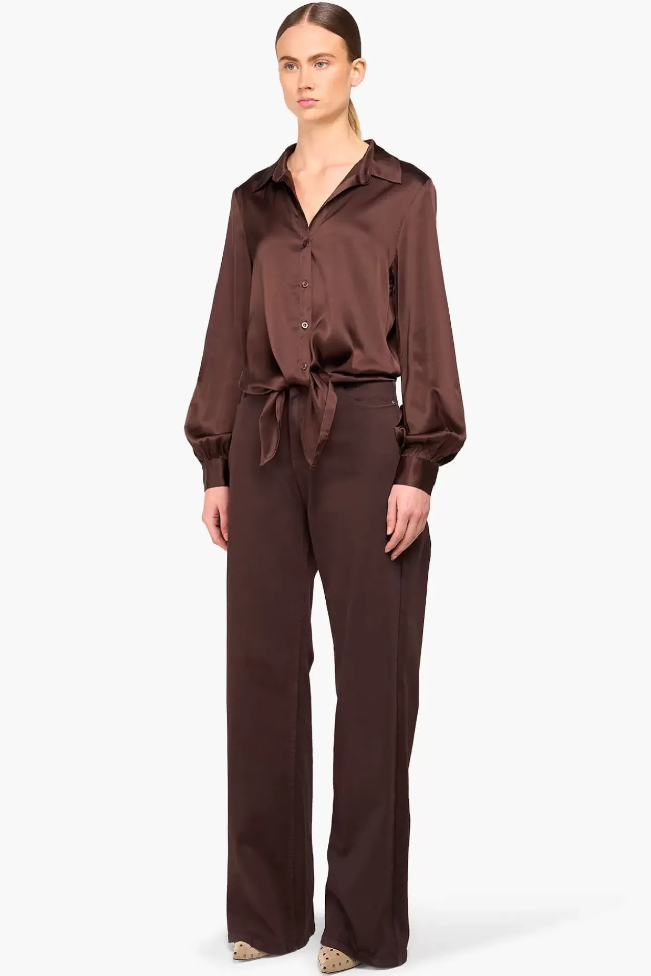 JANICE Blouses^Zijden Blouse Dames Bobby Bruin