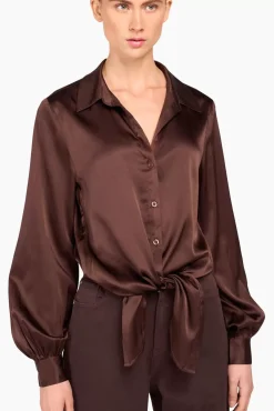 JANICE Blouses^Zijden Blouse Dames Bobby Bruin
