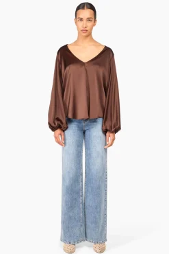 JANICE Blouses^Zijden Blouse Dames Tristan Bruin
