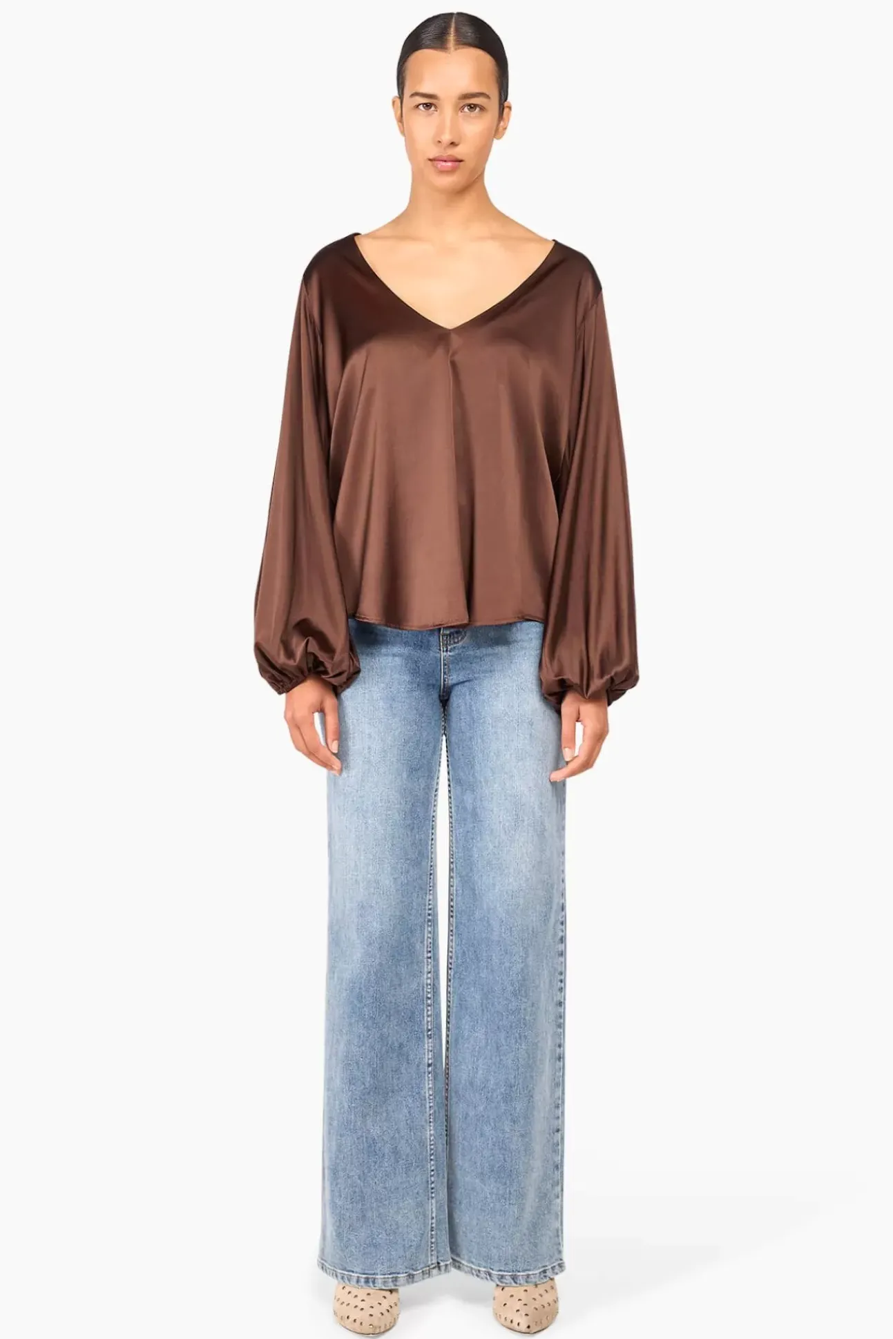 JANICE Blouses^Zijden Blouse Dames Tristan Bruin