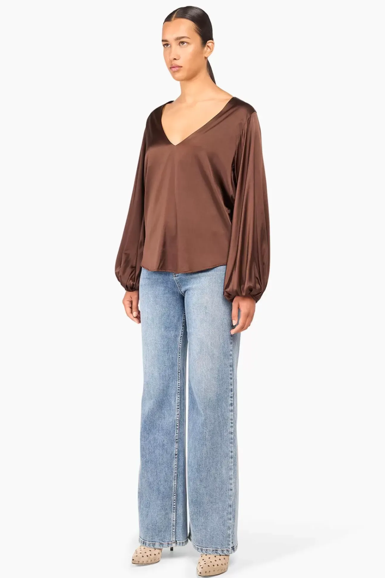 JANICE Blouses^Zijden Blouse Dames Tristan Bruin