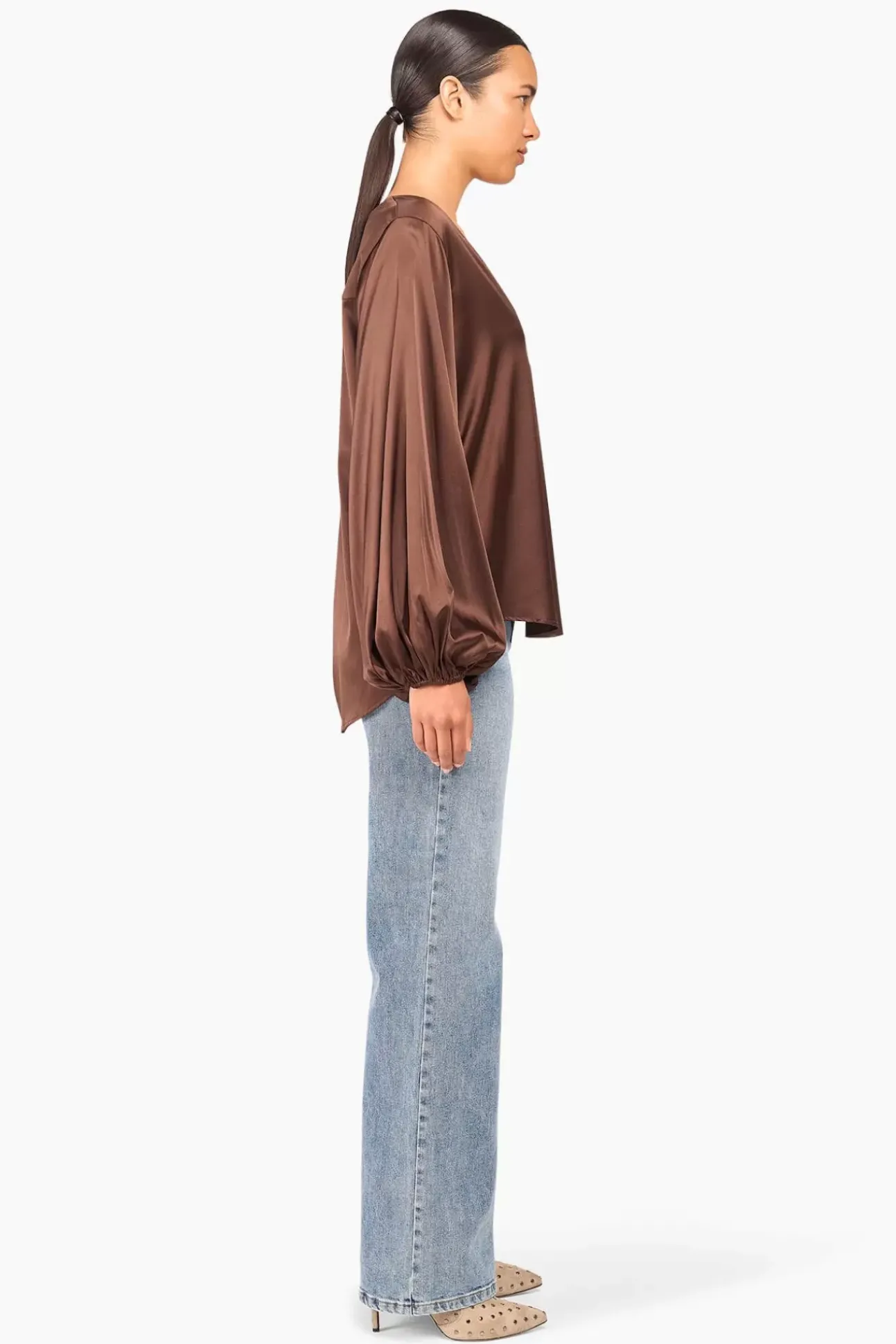 JANICE Blouses^Zijden Blouse Dames Tristan Bruin