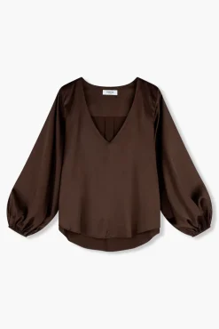 JANICE Blouses^Zijden Blouse Dames Tristan Bruin
