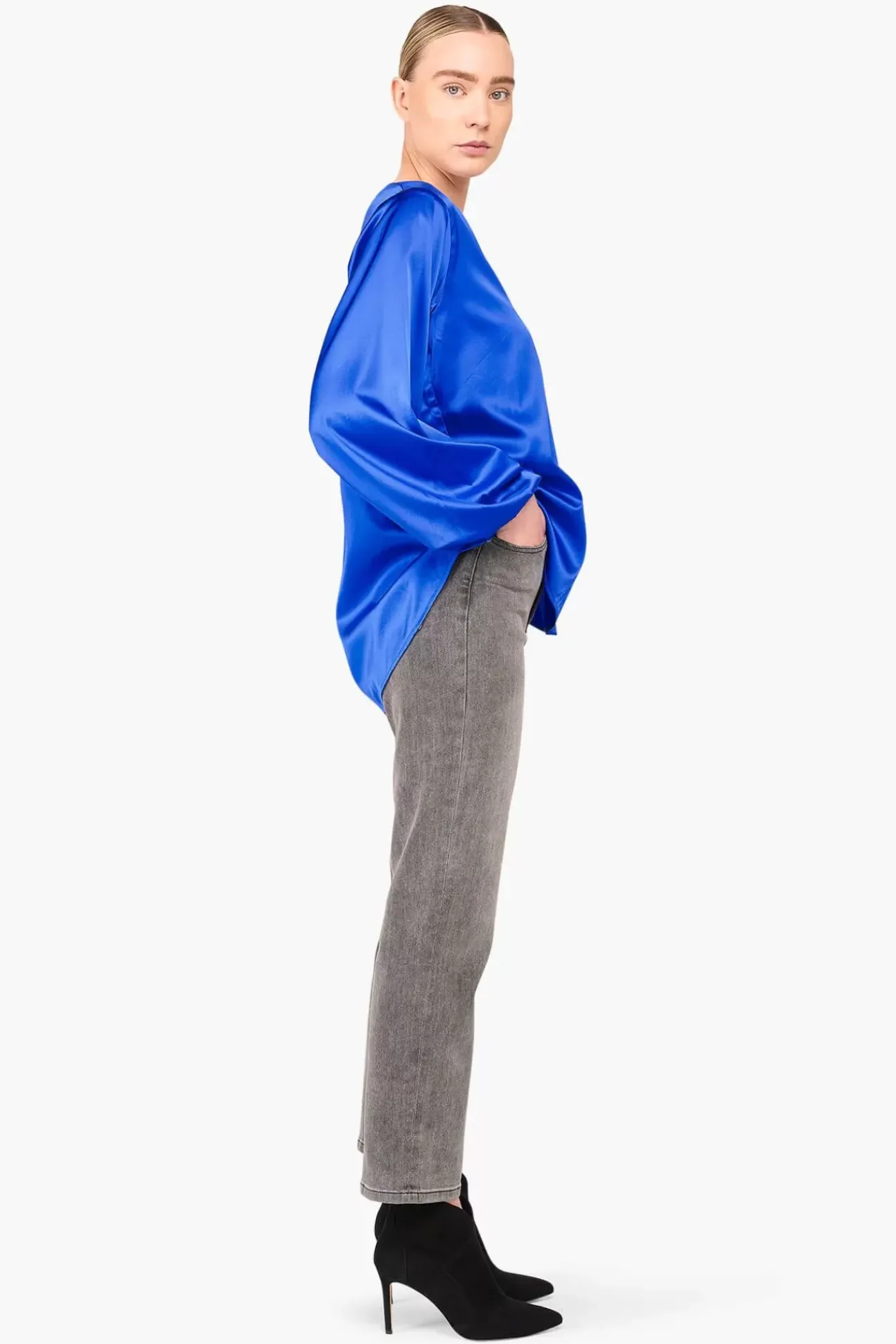 JANICE Blouses^Zijden Blouse Dames Tristan Blauw