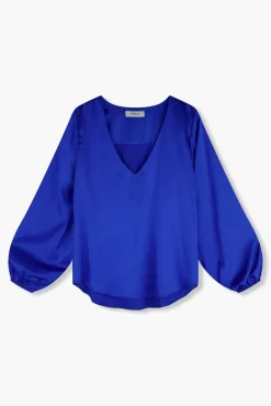JANICE Blouses^Zijden Blouse Dames Tristan Blauw