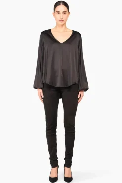 JANICE Blouses^Zijden Blouse Dames Tristan Zwart