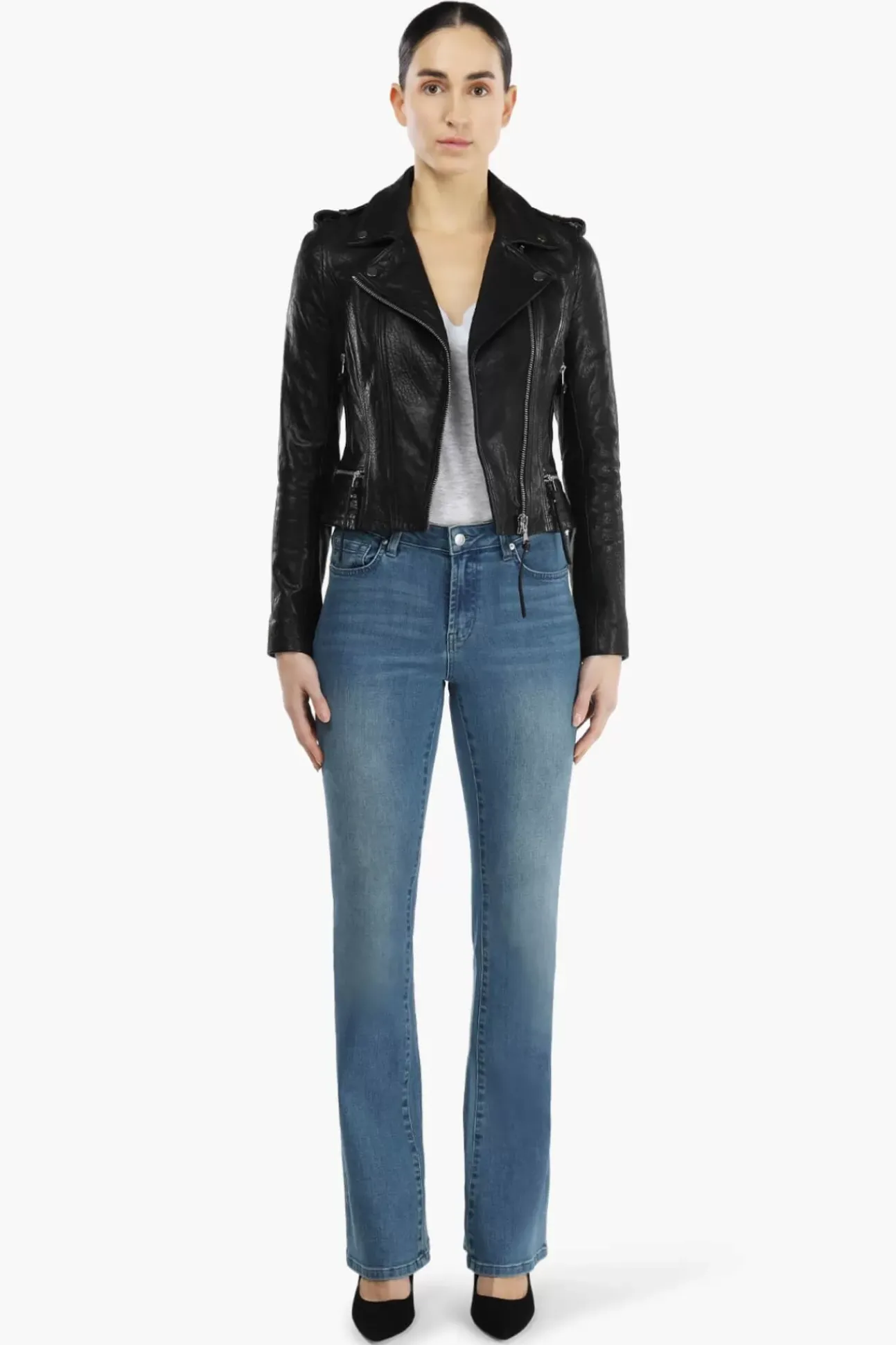 JANICE Jassen^Zwart Leren Bikerjack Otis Black