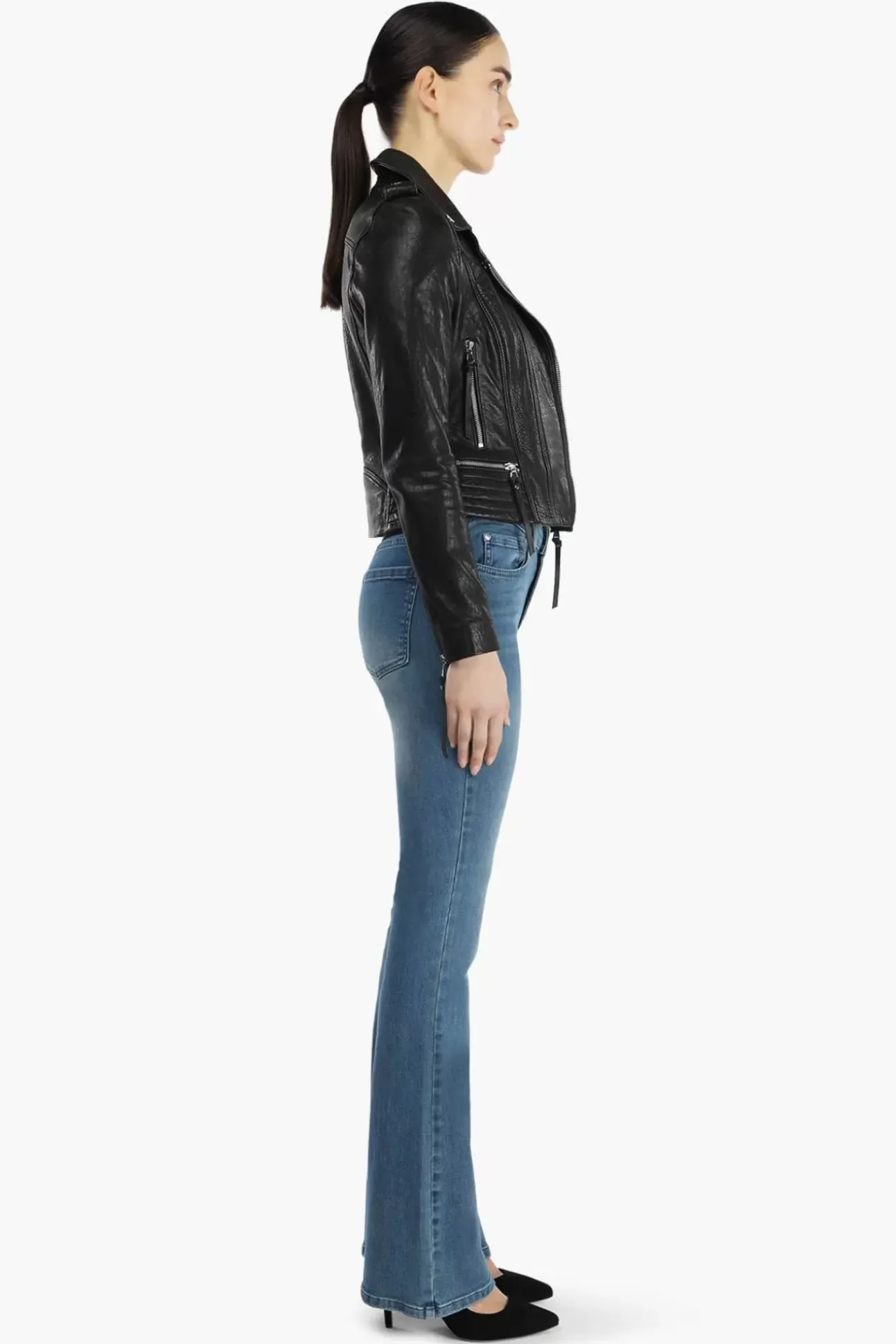 JANICE Jassen^Zwart Leren Bikerjack Otis Black