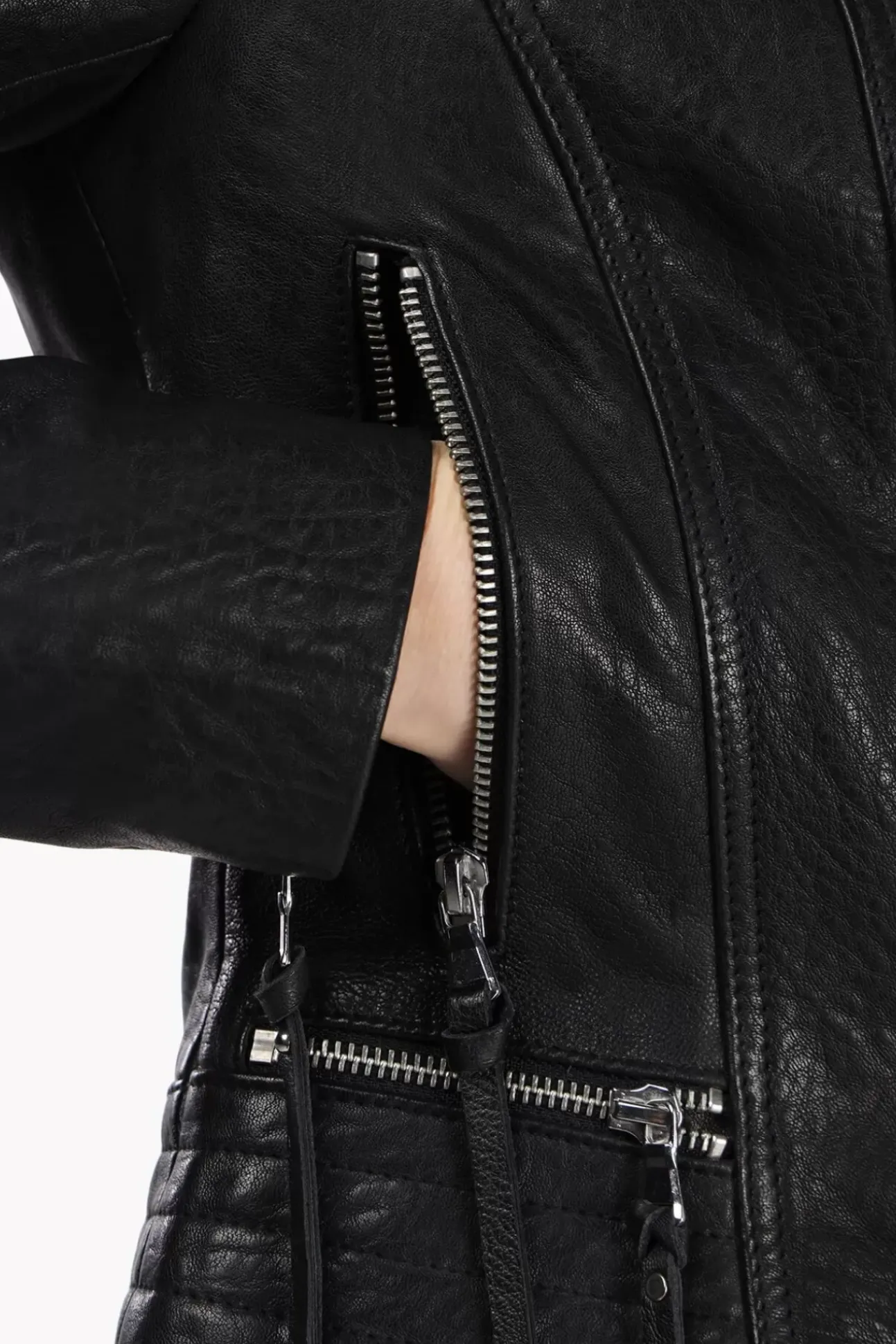 JANICE Jassen^Zwart Leren Bikerjack Otis Black