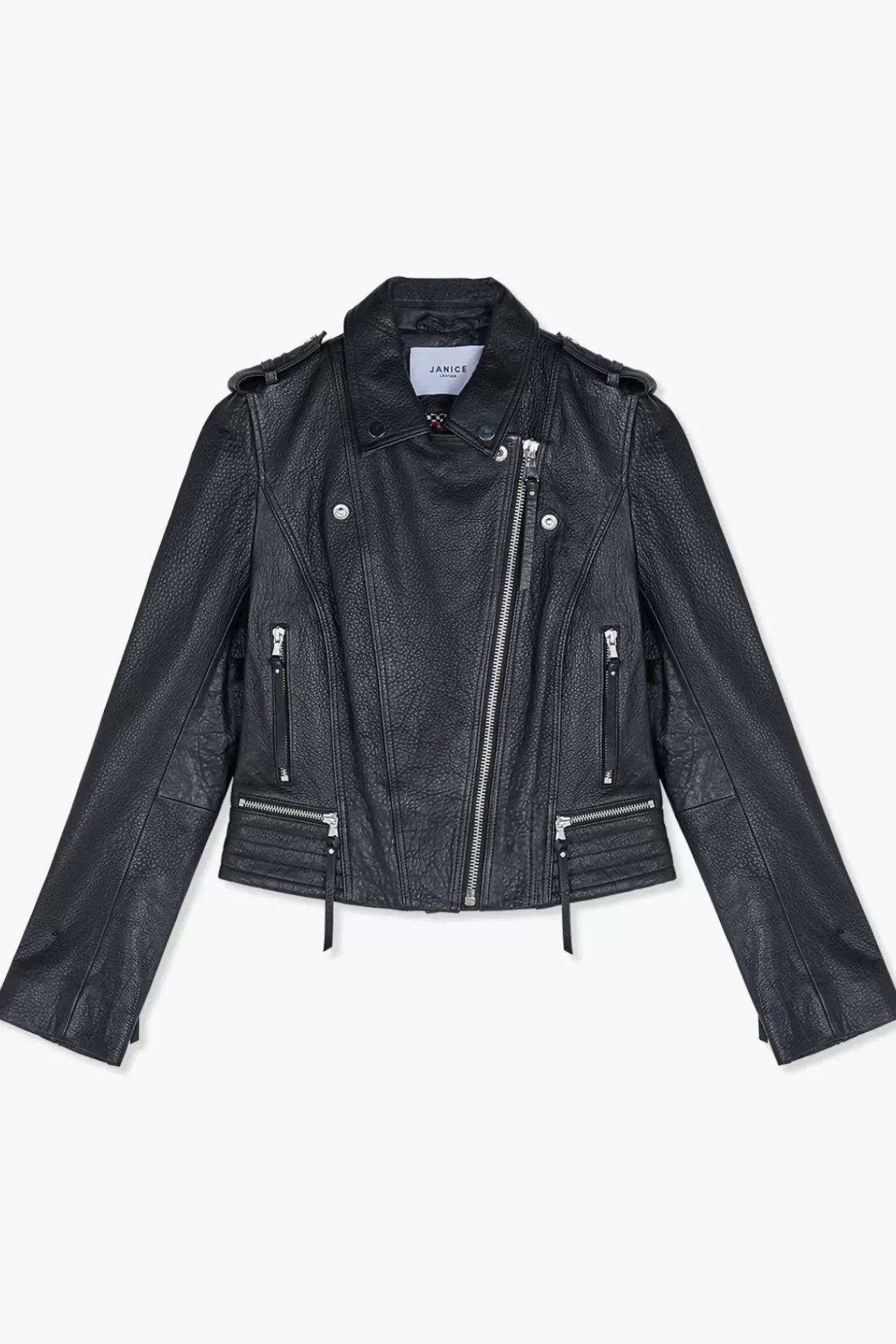 JANICE Jassen^Zwart Leren Bikerjack Otis Black